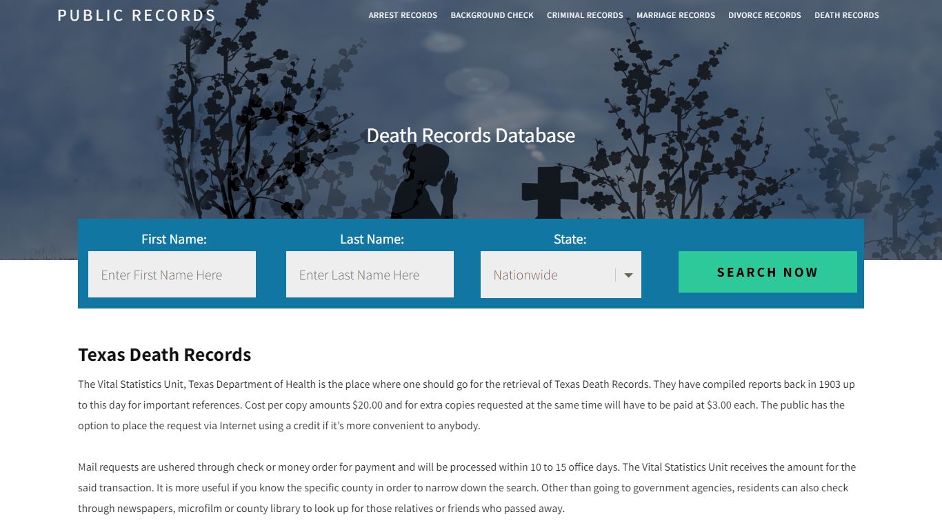 Texas Death Records | Enter Name and Search. 14Days Free - Public Records